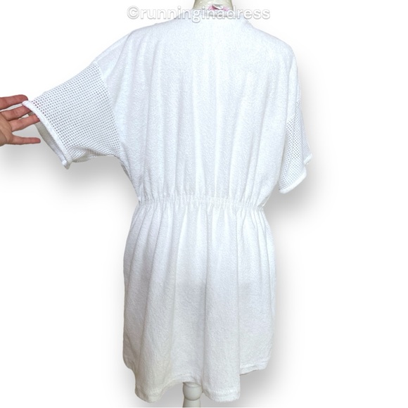 Vintage 80’s  Nautical Terrycloth Wrap Swim Cover Up Robe In White - Picture 3 of 16